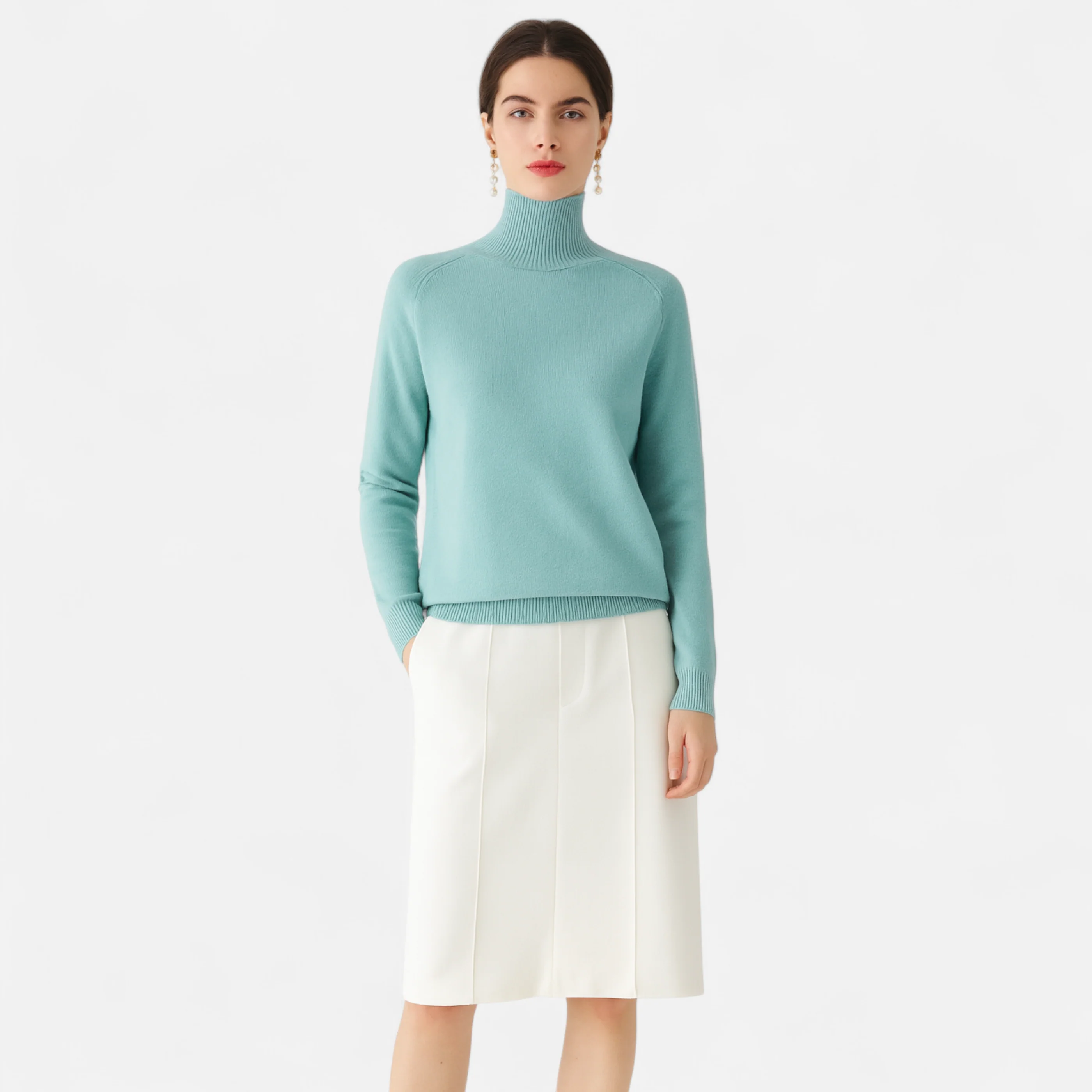 Westlyn™ | Women’s Merino Wool & Cashmere Mock-Neck Sweater